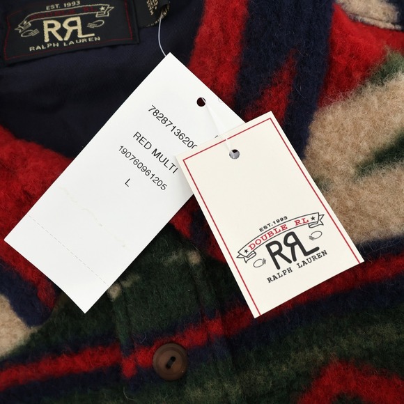 Double RL RRL Ralph Lauren‎ Wool Fleece Aztec Southwestern Shirt Jacket Mens L - Picture 7 of 10